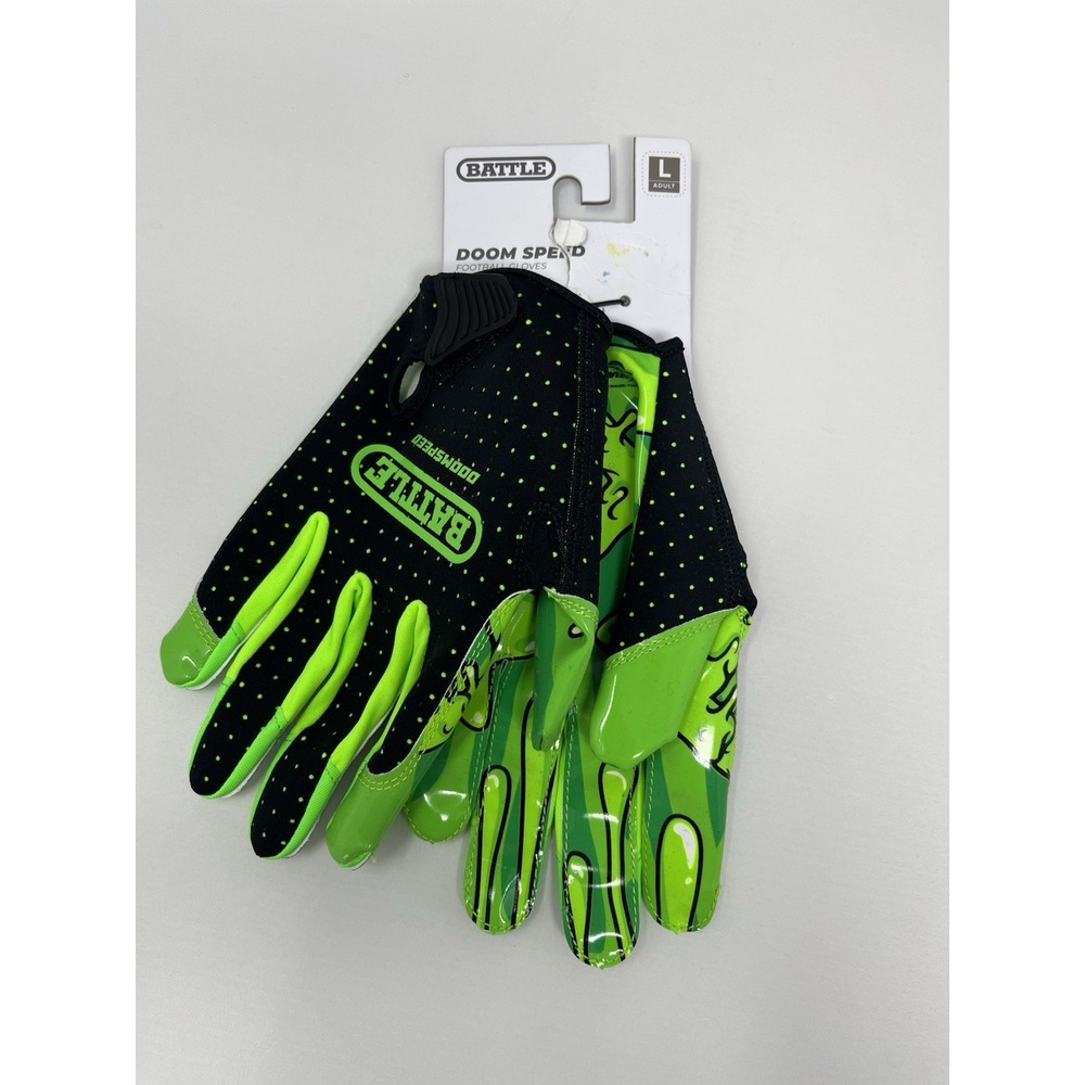Battle Doom Speed Football Gloves Lime Neon Green Black Adult Large